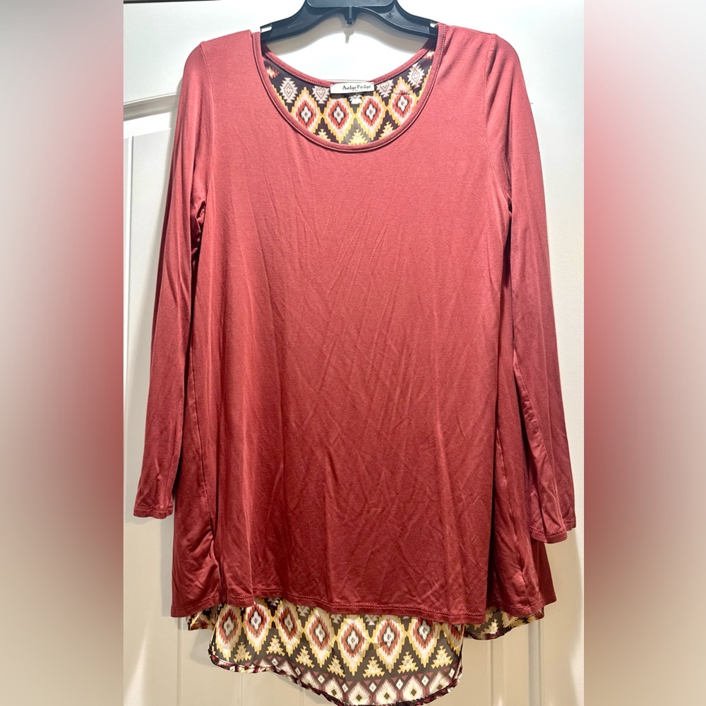 Elegant Long Sleeve Burnt Orange Women's Top